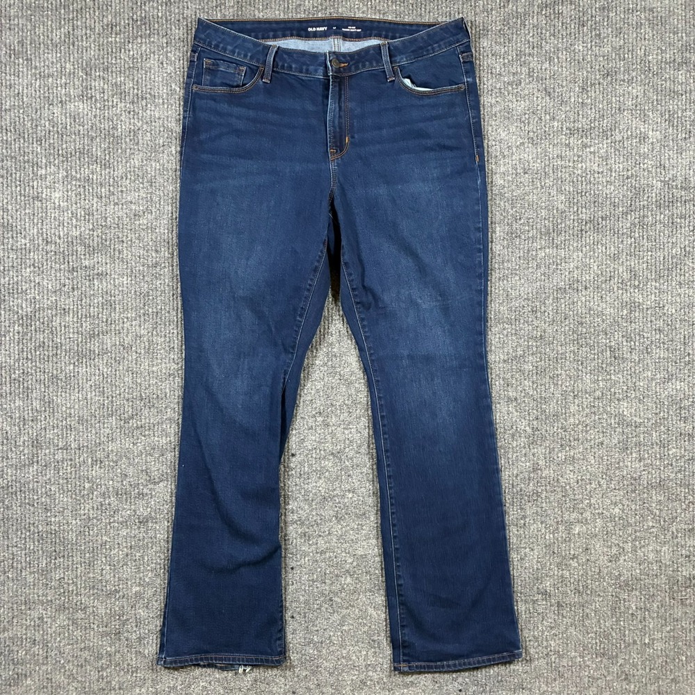 Old Navy Kicker Bootcut Jeans Womens Size 14 Blue Denim Stretch Mid Rise